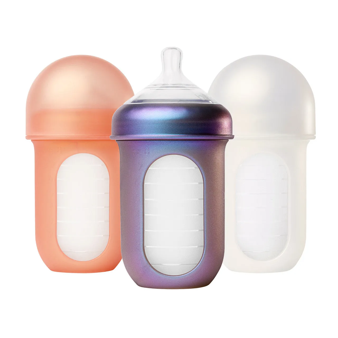Boon NURSH Silicone Pouch Bottle 8oz (3-Pack) - Metallic
