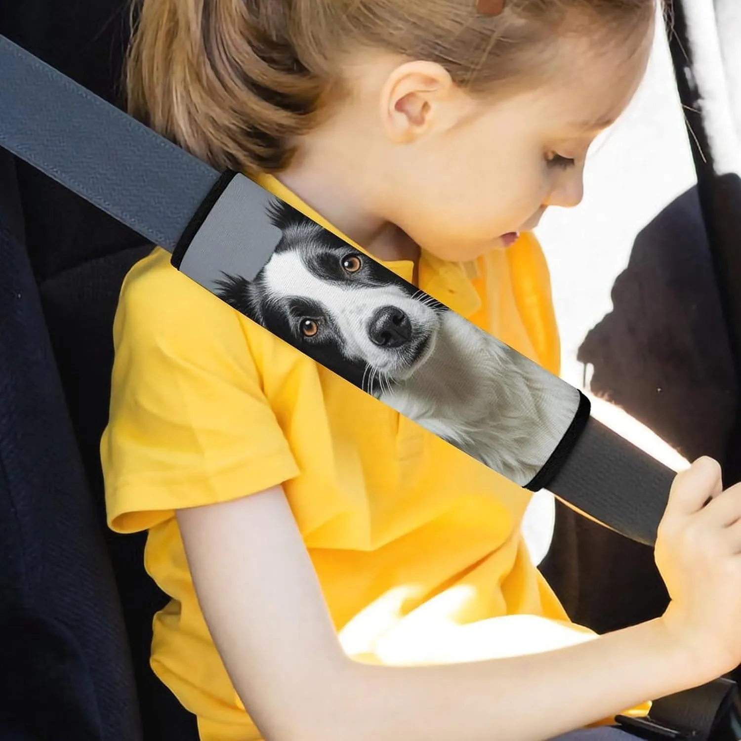 Border Collie Auto Seat Belt Cover 1PCS Universal Car Seat Belt Shoulder Protector Pad, Protect Your Shoulders and Neck for Car Seat Belt, Shoulder Bag, Backpack