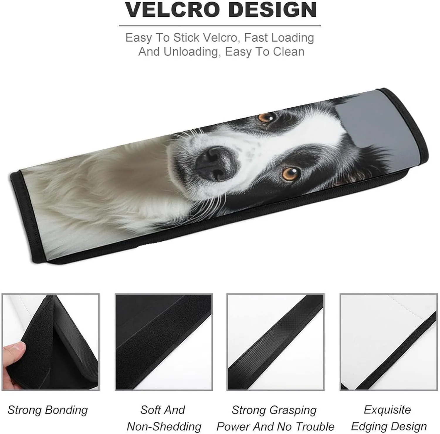 Border Collie Auto Seat Belt Cover 1PCS Universal Car Seat Belt Shoulder Protector Pad, Protect Your Shoulders and Neck for Car Seat Belt, Shoulder Bag, Backpack