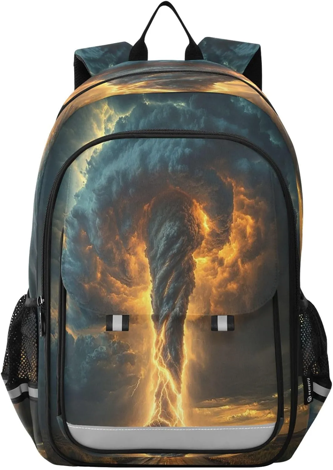Boys Girls School Bag Storm Lightning Tornado Cloud Large Capacity Travel Backpack with Chest Strap