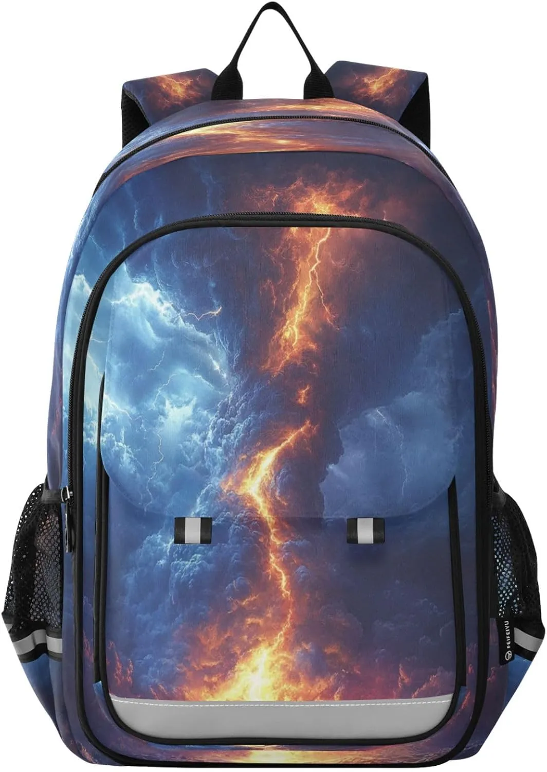 Boys Girls School Bag Storm Lightning Tornado Red Large Capacity Travel Backpack with Chest Strap