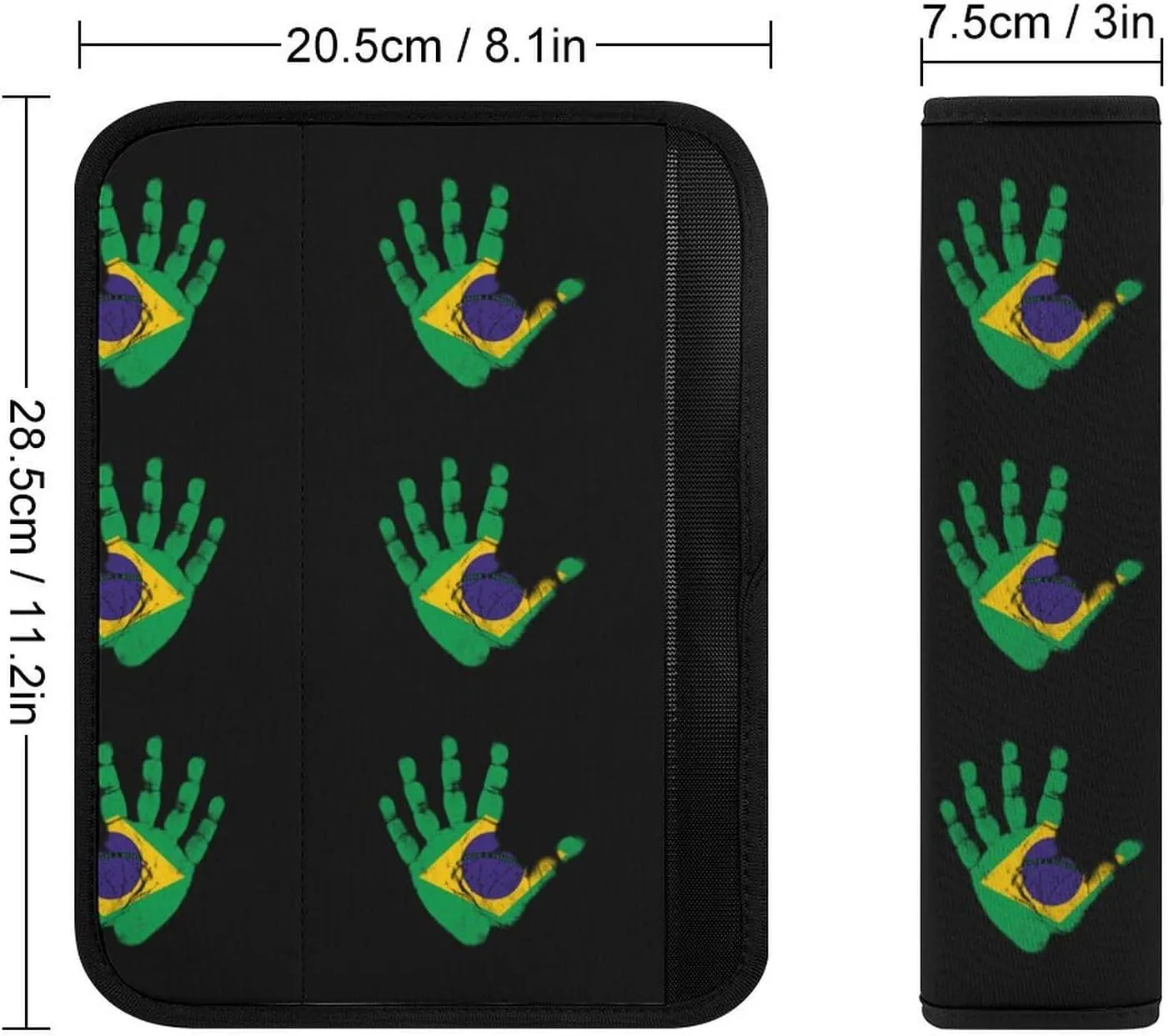 Brazil Flag Palm Print Fashion Car Seat Belt Cover Pad for Shoulder Bag Camera Soft Comfort Accessories 1PCS