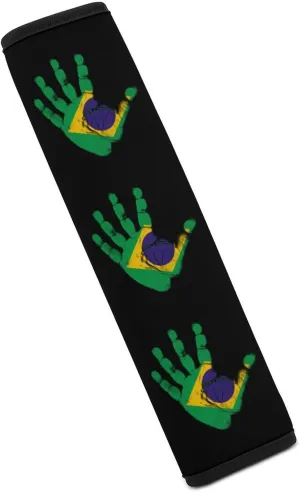 Brazil Flag Palm Print Fashion Car Seat Belt Cover Pad for Shoulder Bag Camera Soft Comfort Accessories 1PCS