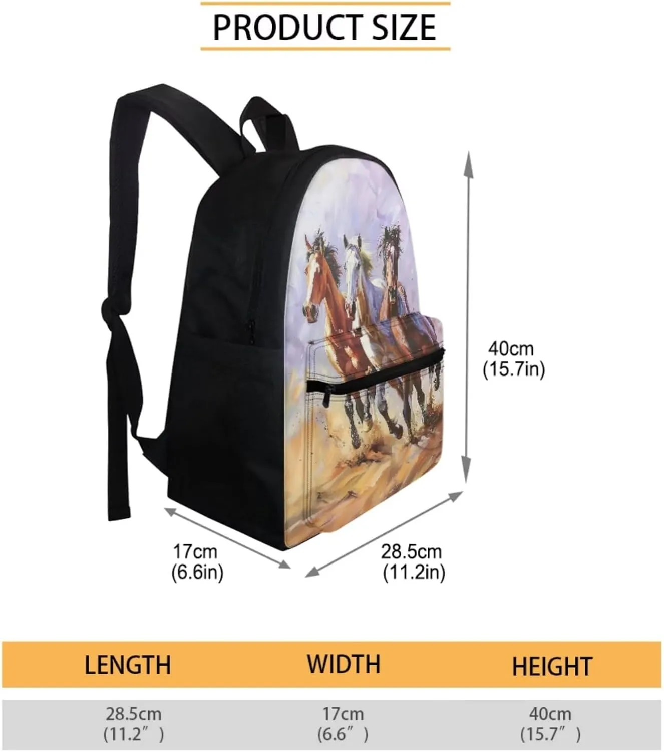 Brown Horse Backpack for Boys 8-10/10-12 High School Bookbags Kids School Bag With Lunch Box Pencil Case Middle School Backpacks for 3rd/4th/5th/6th Grade Girls Casual Daypack