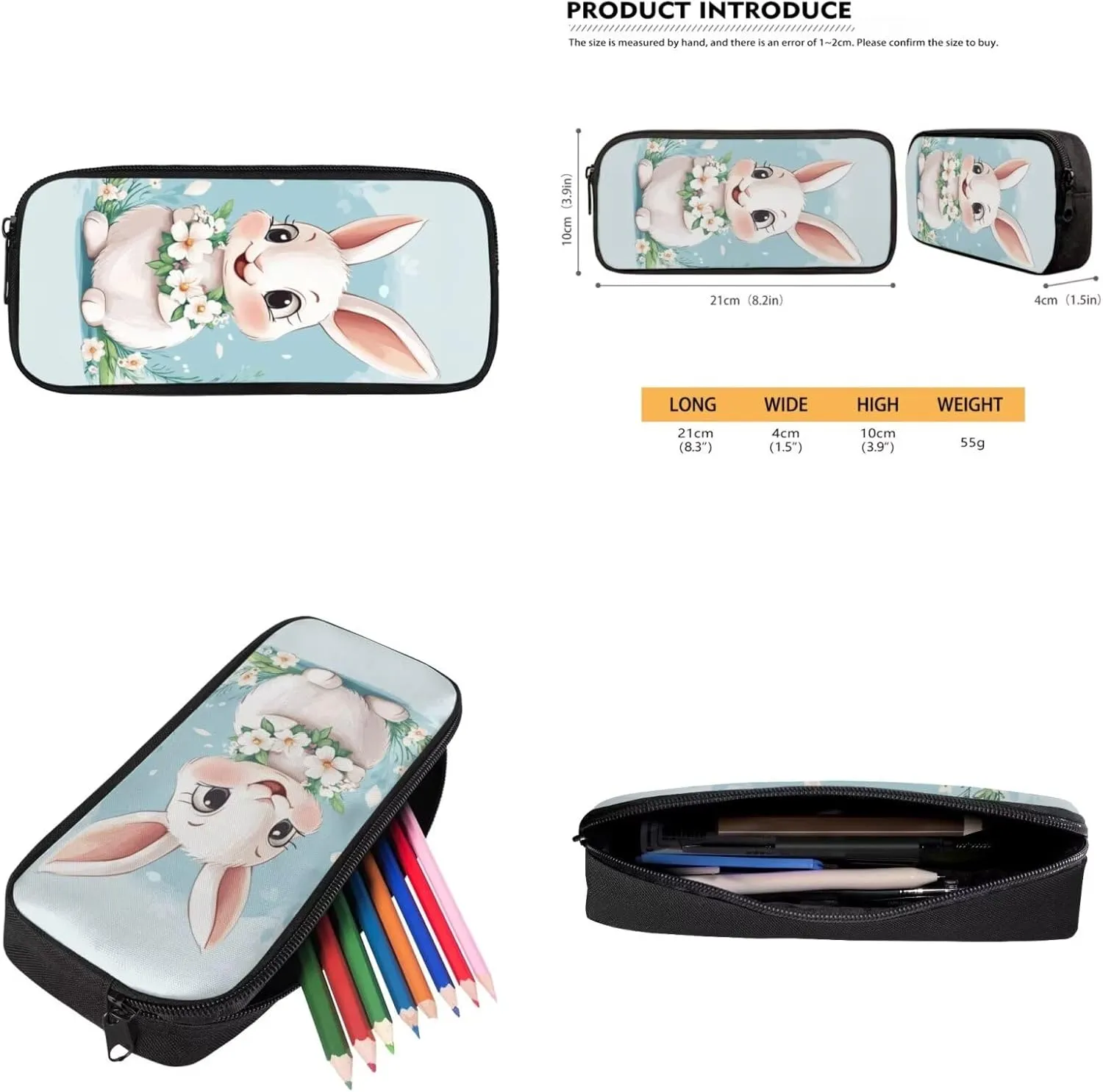 Bunny Backpack and Lunch Box for Girls School Backpacks Kawaii Elementary School Bags for Girls 7-10 Lightweight Kids Bookbags Casual Daypacks Rucksack for Holiday Party Playground