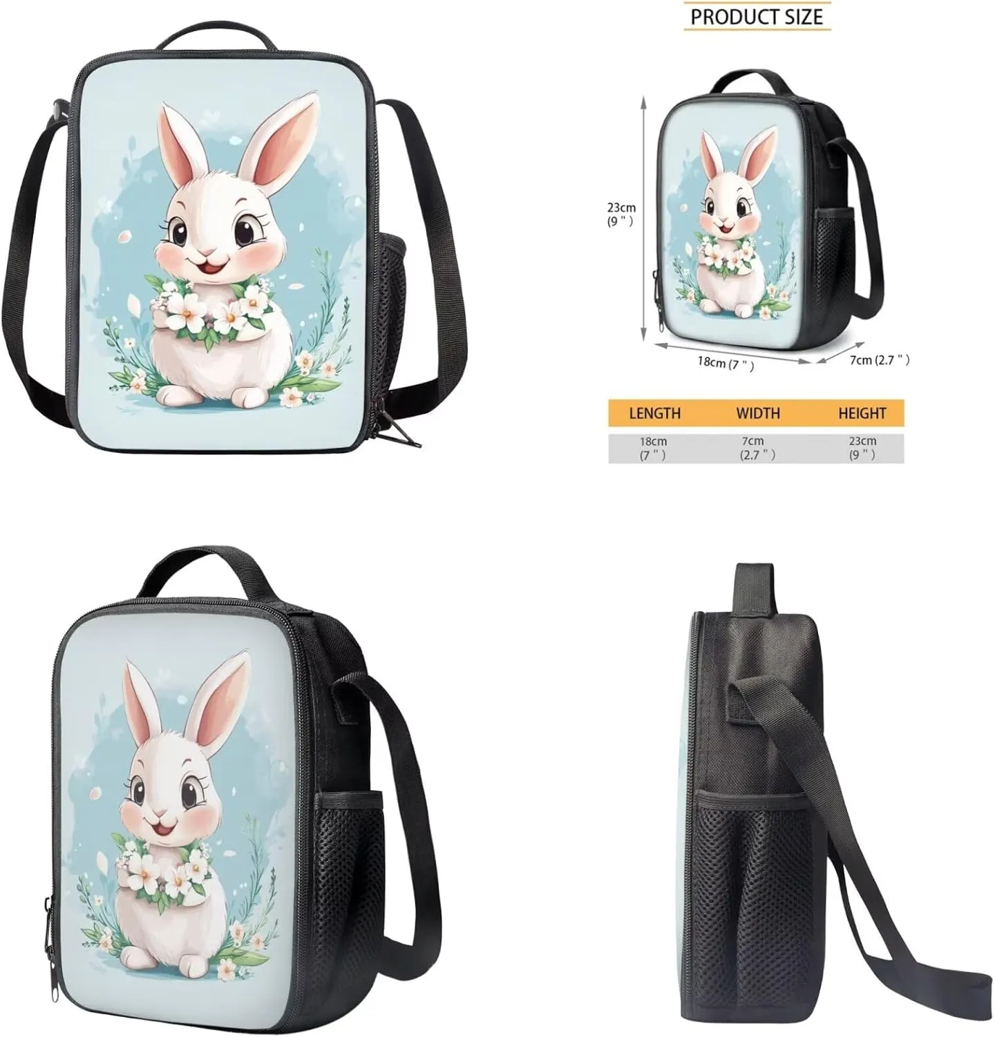 Bunny Backpack and Lunch Box for Girls School Backpacks Kawaii Elementary School Bags for Girls 7-10 Lightweight Kids Bookbags Casual Daypacks Rucksack for Holiday Party Playground
