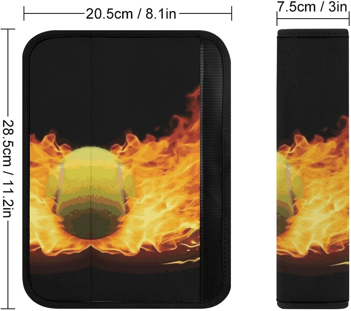 Burning Tennis Pictures Auto Seat Belt Cover Universal Car Seat Belt Shoulder Protector Pad, Protect Your Shoulders and Neck for Car Seat Belt, Shoulder Bag, Backpack 1PCS