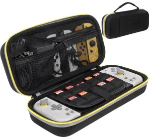ButterFox Large Carrying Case for Hori Split Pad Compact, Fits Charger, 10 Game Holders (8 Physical   2 Digital) - Black/Yellow