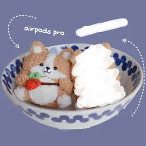Camel Girl's Cute Corgi AirPods 1/2 Cases Handmade Crochet AirPods Pro Cases Corgi Airpod Cases Cover