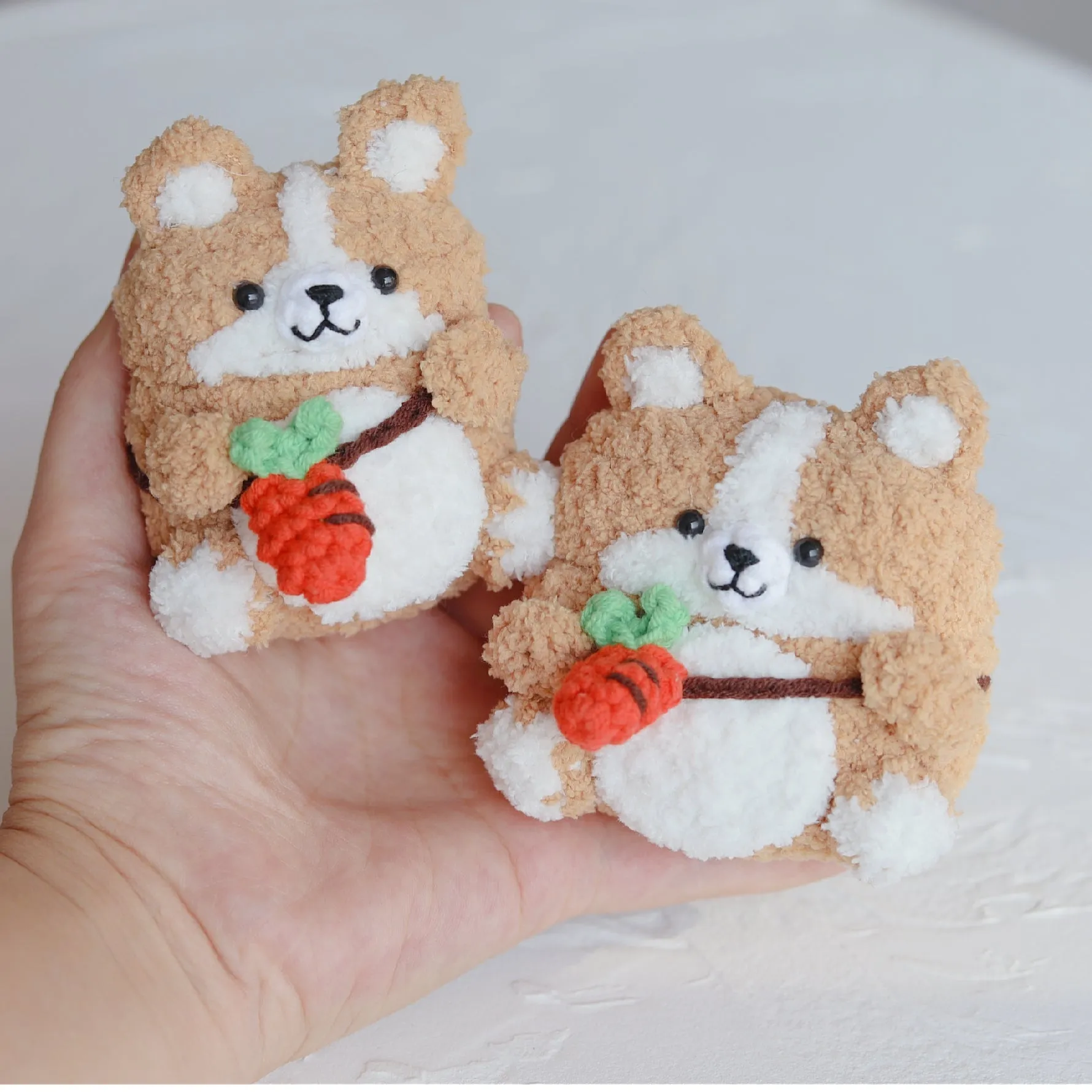 Camel Girl's Cute Corgi AirPods 1/2 Cases Handmade Crochet AirPods Pro Cases Corgi Airpod Cases Cover