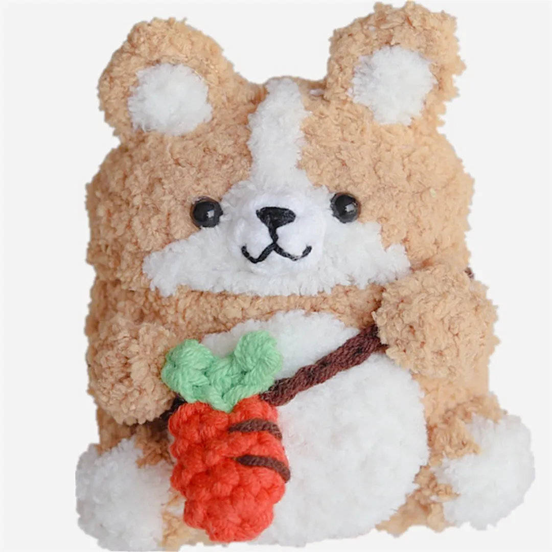 Camel Girl's Cute Corgi AirPods 1/2 Cases Handmade Crochet AirPods Pro Cases Corgi Airpod Cases Cover