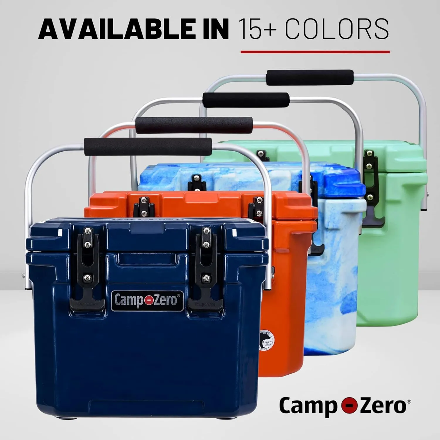 CAMP-ZERO 10L-10.6 Quart Portable Hard Cooler Ice Chest, Perfect for Drinks, Lunch, Beach, Picnics, Boating, Camping and Travel with 2 Molded-in Cup Holders and Folding Aluminum Handle