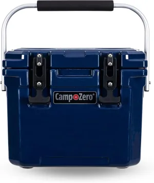 CAMP-ZERO 10L-10.6 Quart Portable Hard Cooler Ice Chest, Perfect for Drinks, Lunch, Beach, Picnics, Boating, Camping and Travel with 2 Molded-in Cup Holders and Folding Aluminum Handle