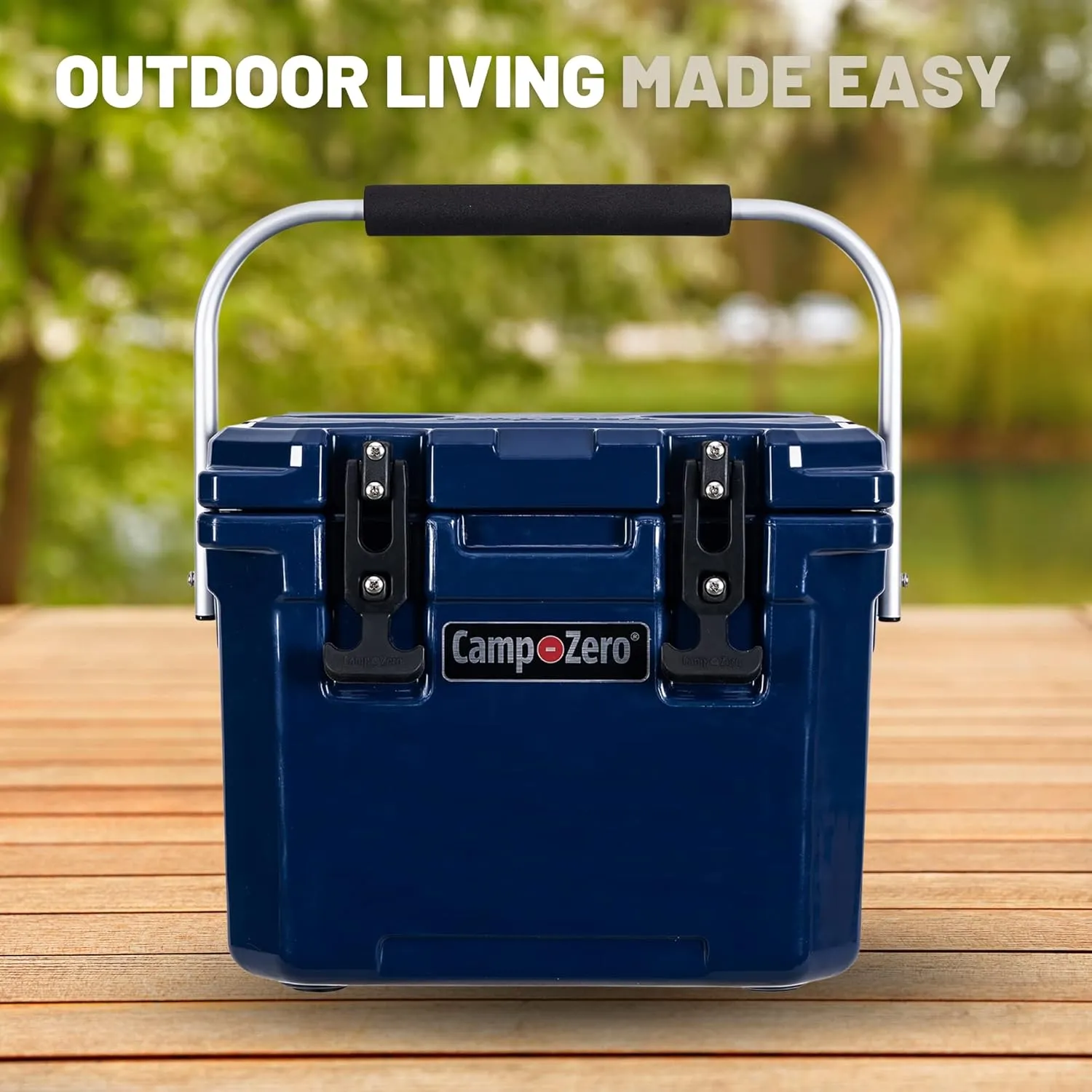 CAMP-ZERO 10L-10.6 Quart Portable Hard Cooler Ice Chest, Perfect for Drinks, Lunch, Beach, Picnics, Boating, Camping and Travel with 2 Molded-in Cup Holders and Folding Aluminum Handle