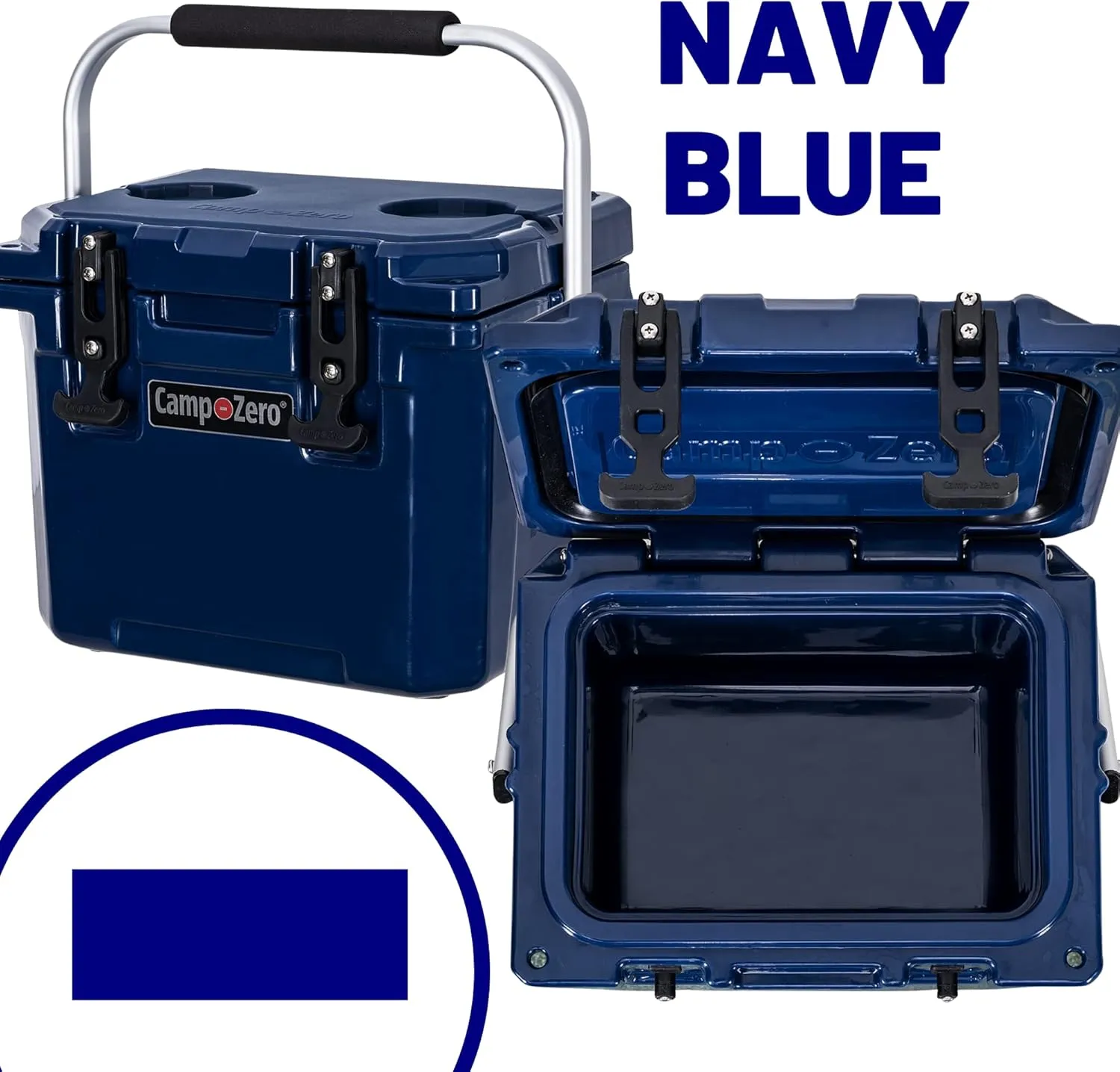 CAMP-ZERO 10L-10.6 Quart Portable Hard Cooler Ice Chest, Perfect for Drinks, Lunch, Beach, Picnics, Boating, Camping and Travel with 2 Molded-in Cup Holders and Folding Aluminum Handle