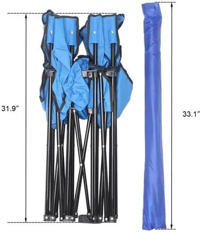 Camping Chairs, Folding Double Chair with Removable Umbrella, Cup Holders, Cooler Bag, Side Pocket & Carry Bag, for Beach, Outdoor, Sports, Concerts, Travel, Picnic