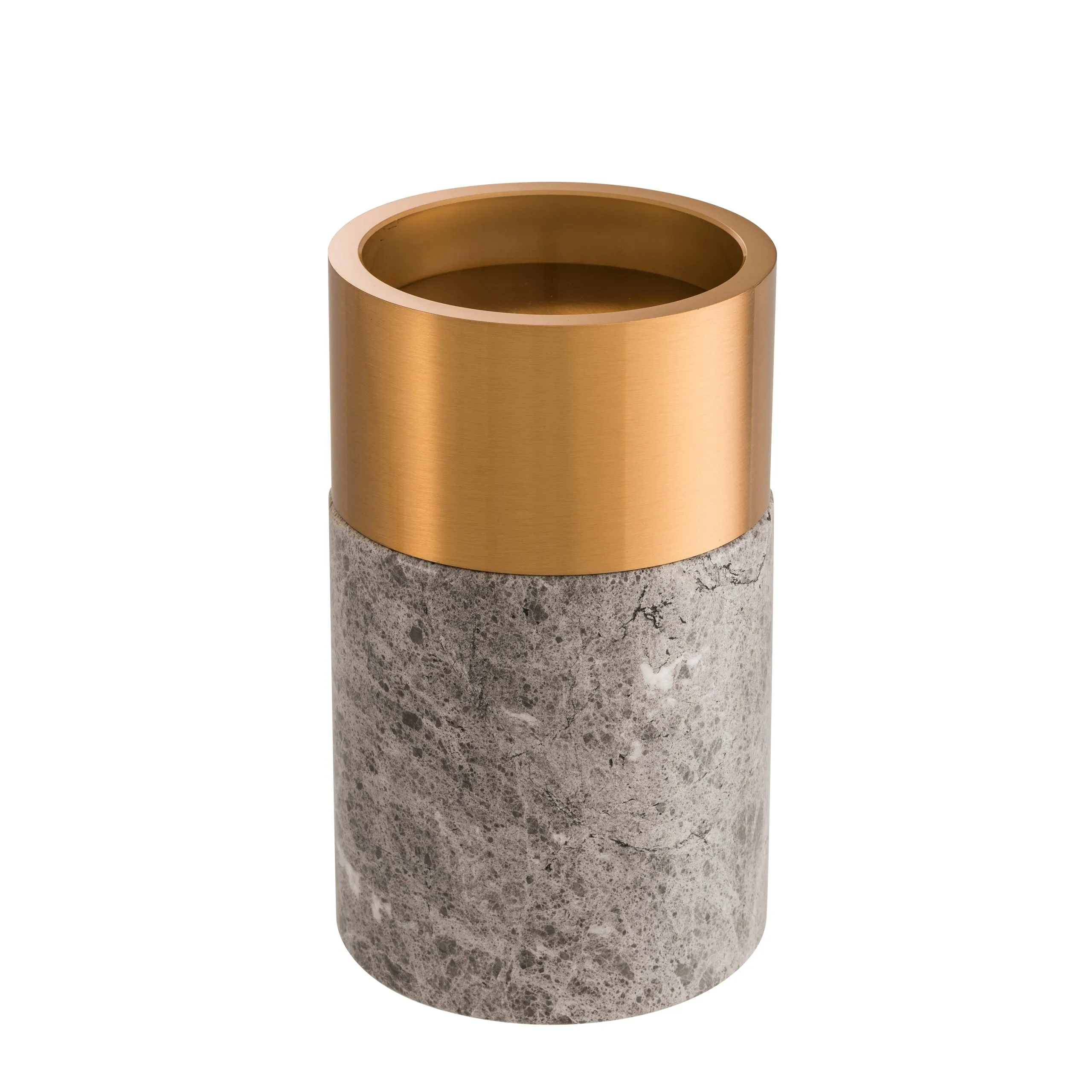 Candle Holder Sierra Black Marble Bronze Finish