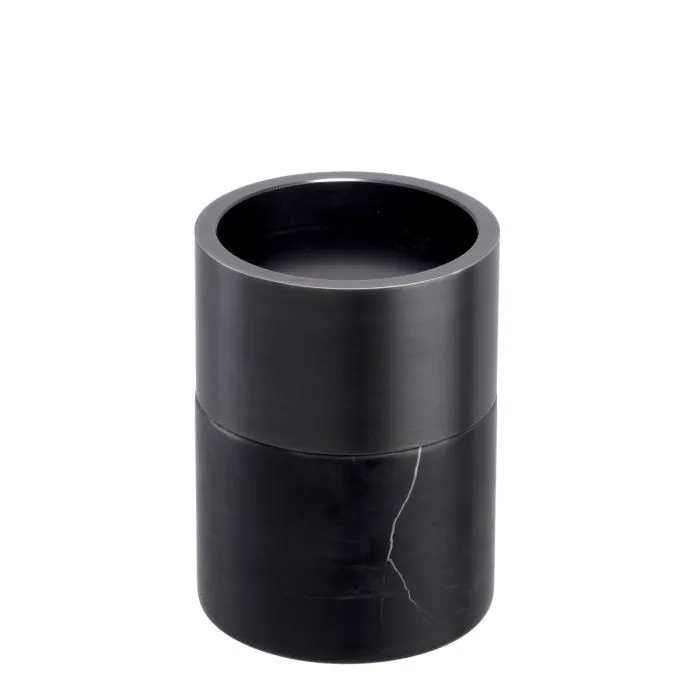 Candle Holder Sierra Black Marble Bronze Finish