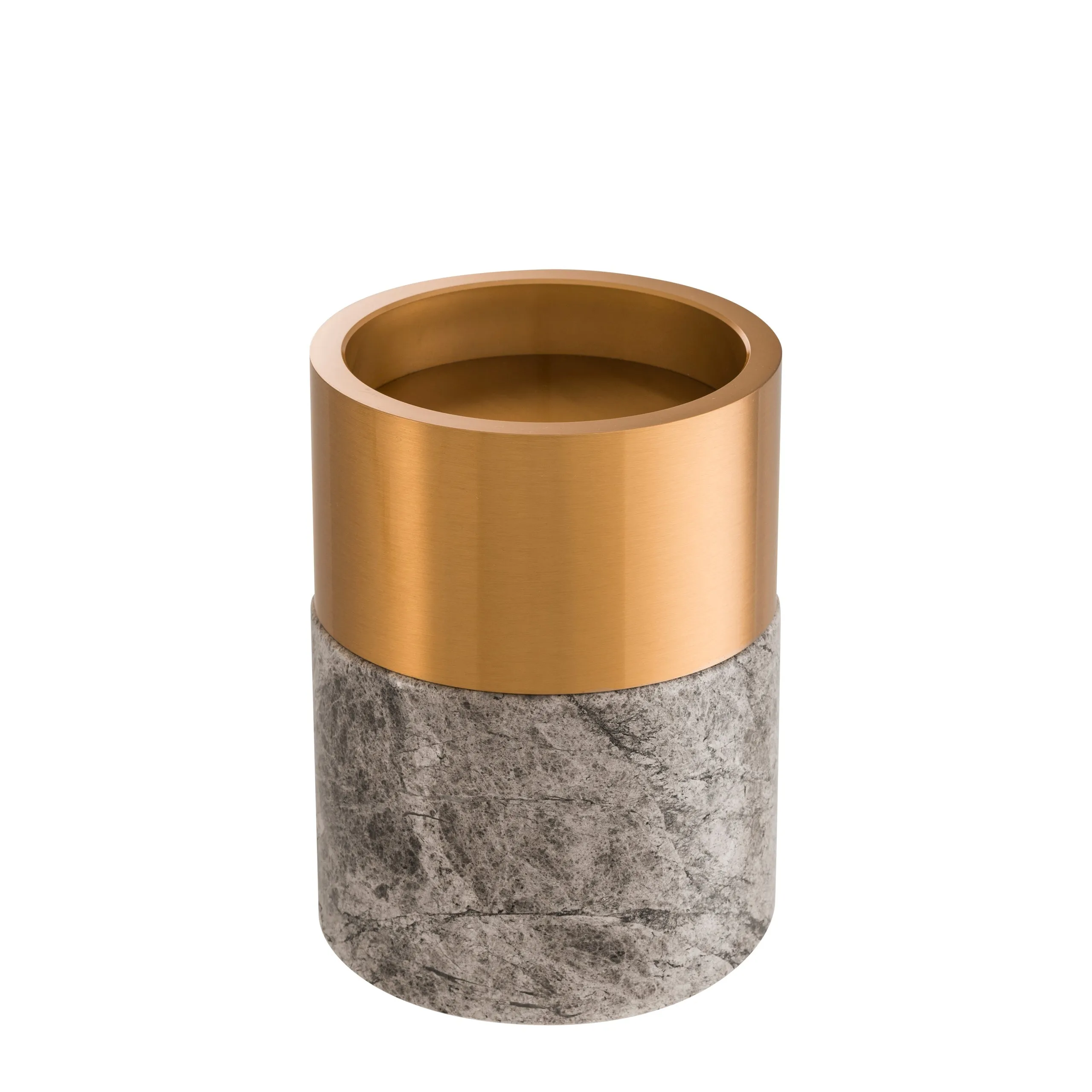 Candle Holder Sierra Black Marble Bronze Finish