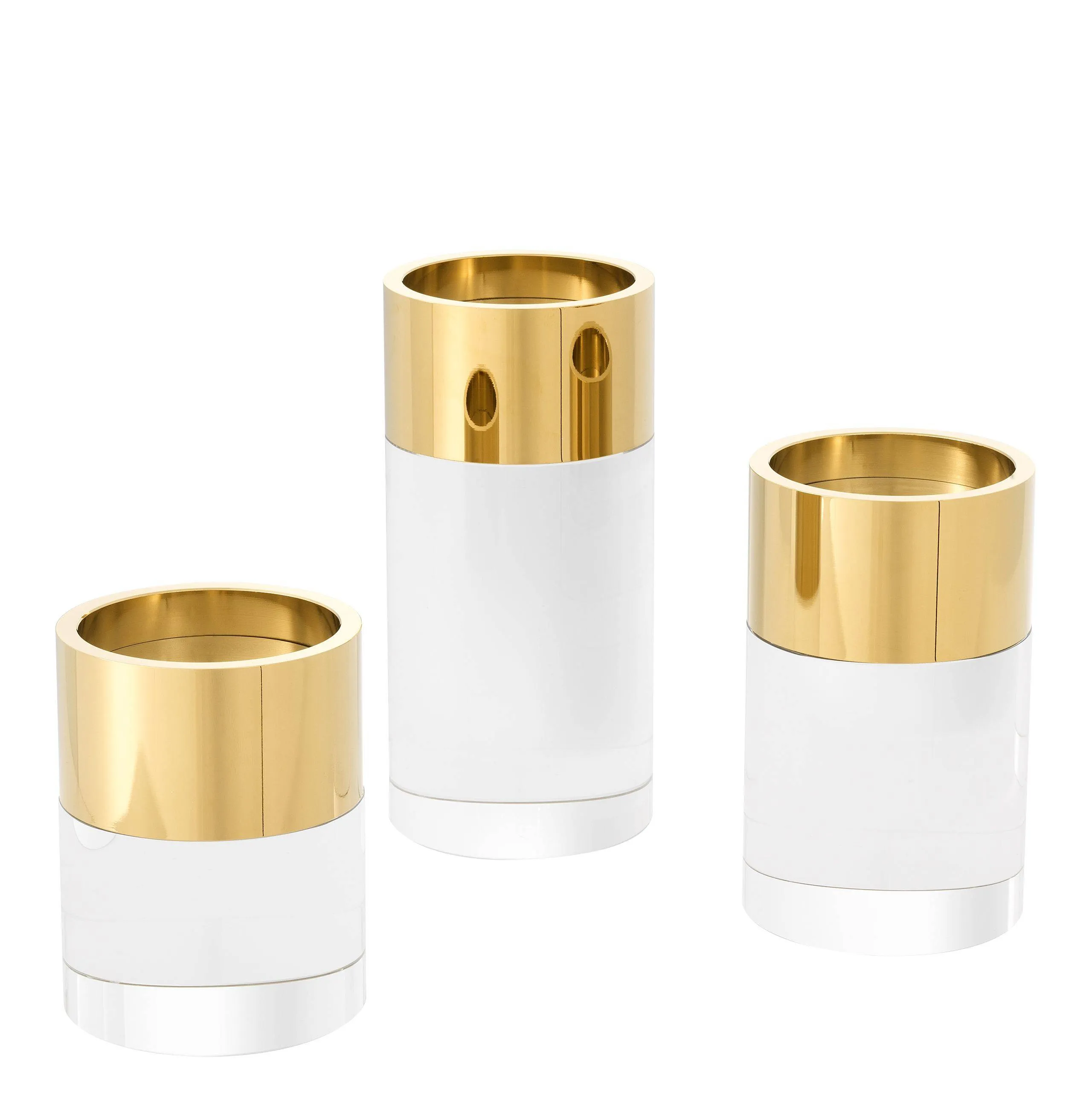 Candle Holder Sierra Clear Crystal Nickel Set of 3