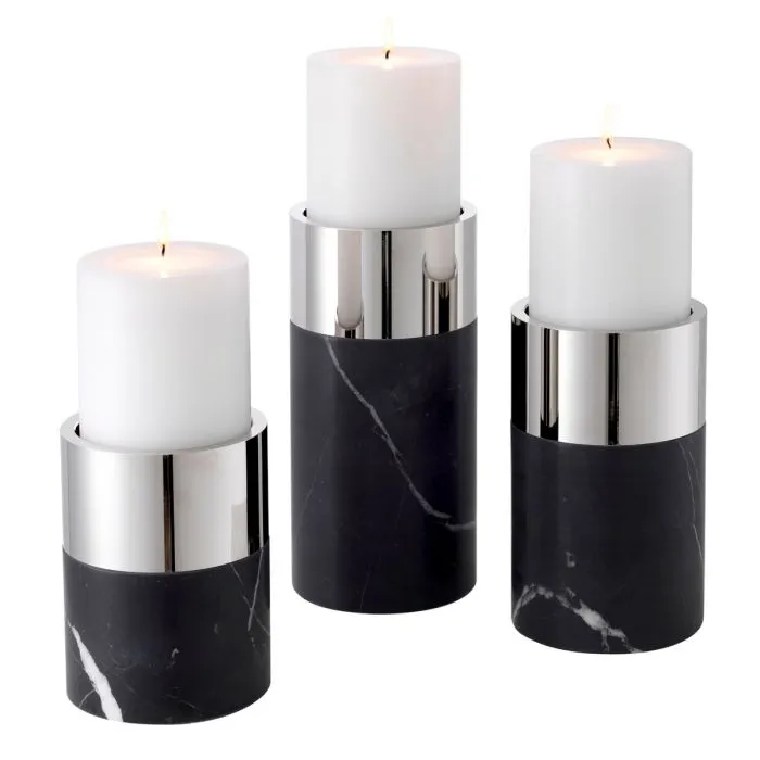 Candle Holder Sierra Clear Crystal Nickel Set of 3