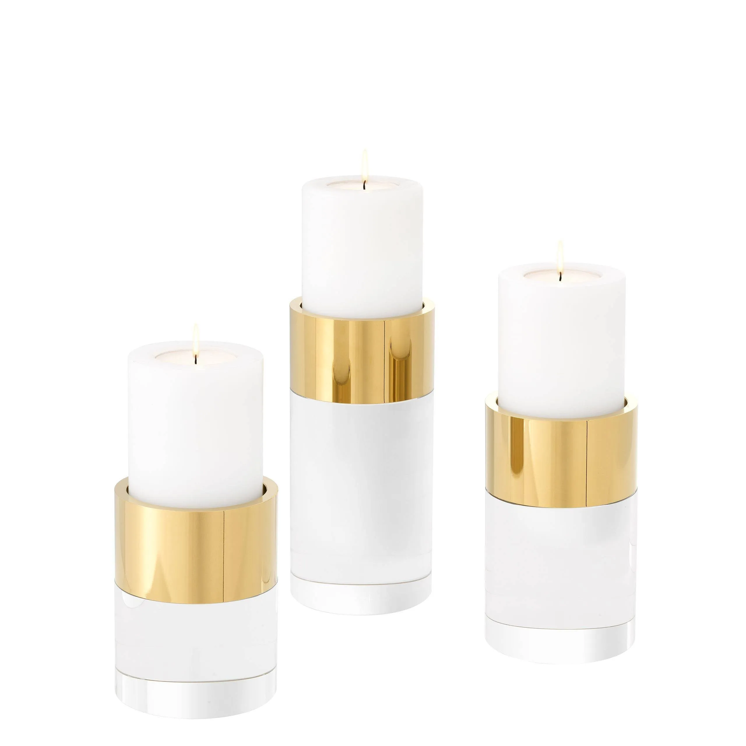 Candle Holder Sierra Clear Crystal Nickel Set of 3