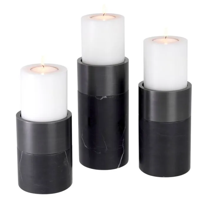 Candle Holder Sierra Clear Crystal Nickel Set of 3