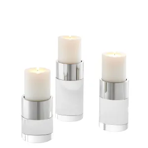 Candle Holder Sierra Clear Crystal Nickel Set of 3