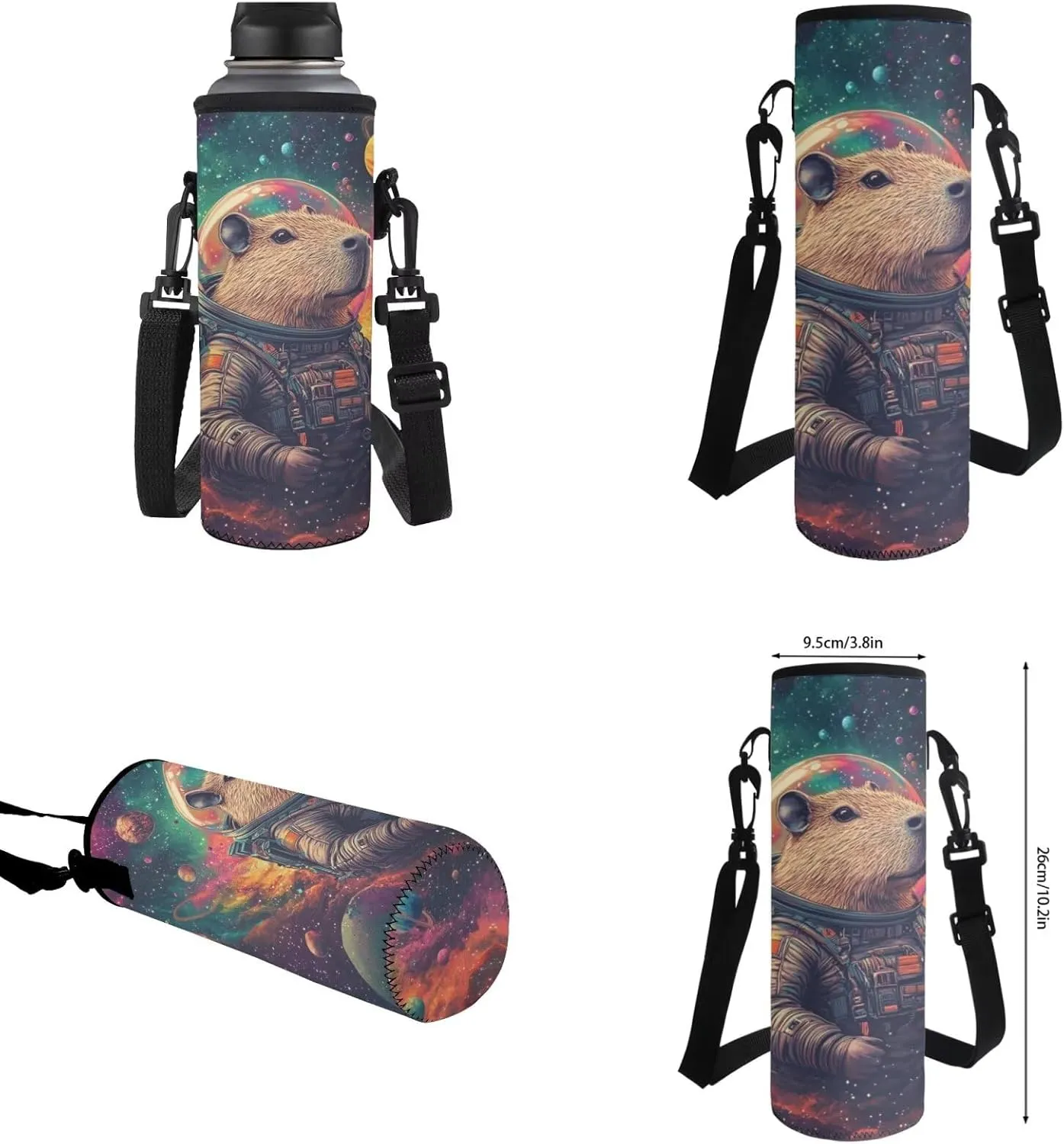 Capybara Bookbag for School Girls Lunch Box Solar System Planet Backpack with Lunch Box Set and Pencil Case Water Bottle Holder 4Pcs Back to School Backpacks Lunch Bag, Kawaii