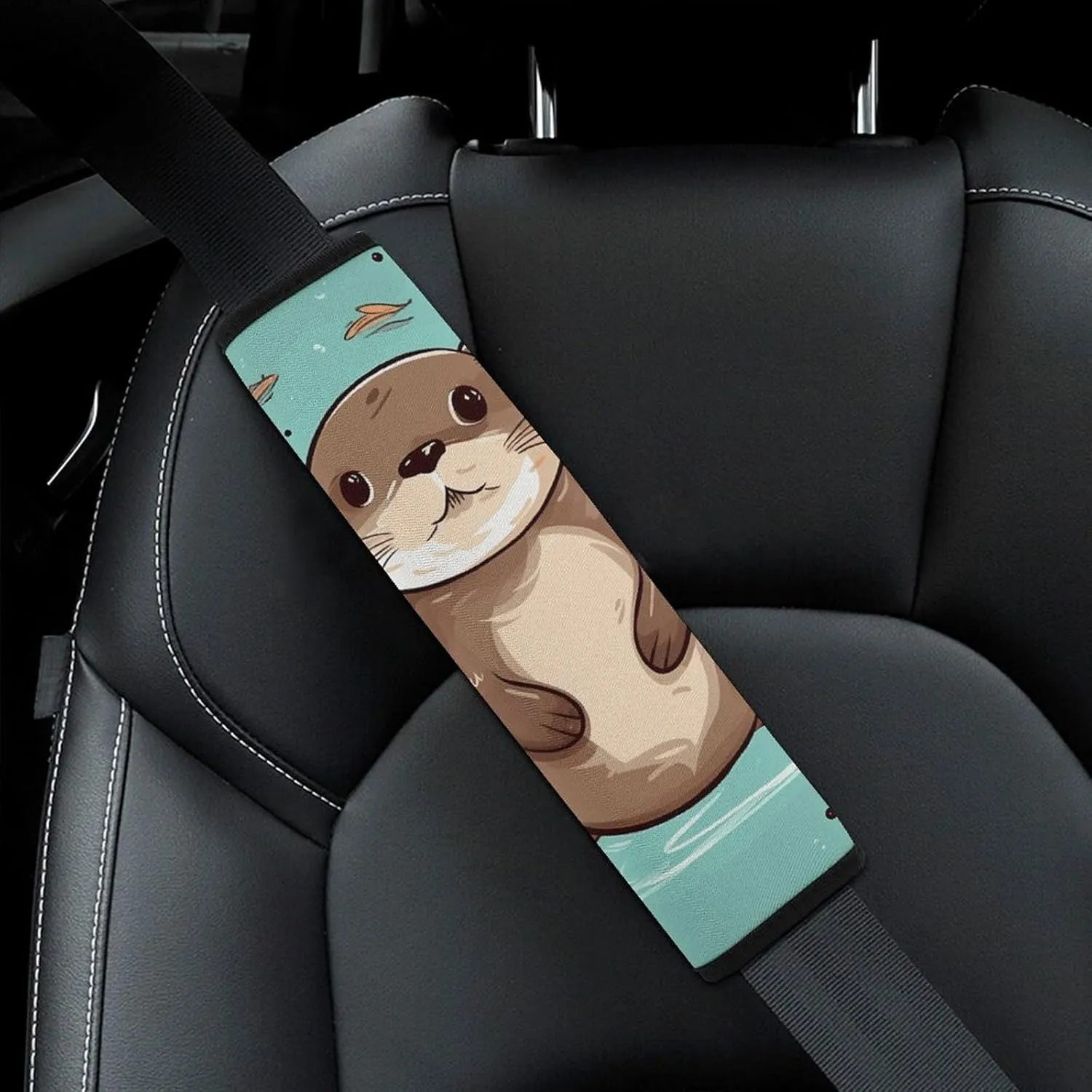 Cartoon Cute Otter Auto Seat Belt Cover 2PCS Universal Car Seat Belt Shoulder Protector Pad, Protect Your Shoulders and Neck for Car Seat Belt, Shoulder Bag, Backpack