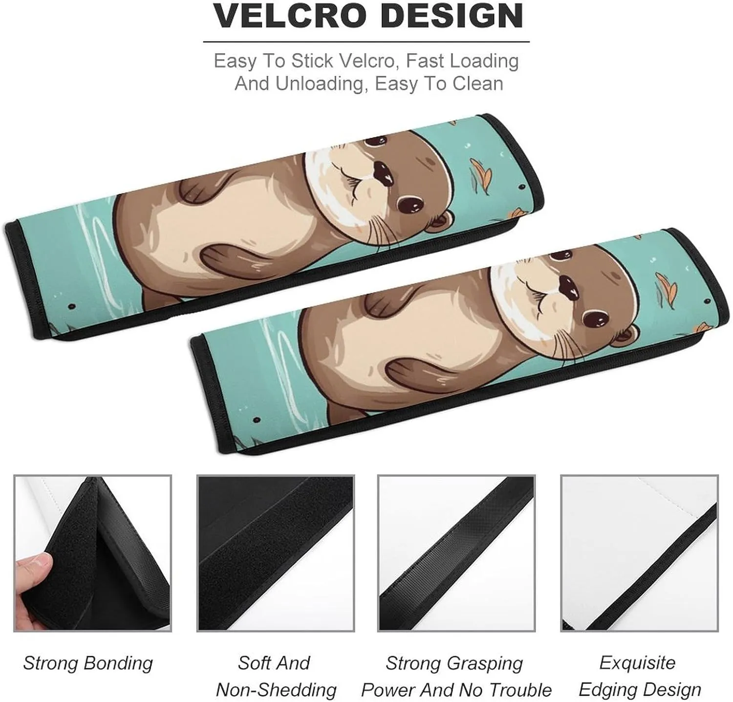 Cartoon Cute Otter Auto Seat Belt Cover 2PCS Universal Car Seat Belt Shoulder Protector Pad, Protect Your Shoulders and Neck for Car Seat Belt, Shoulder Bag, Backpack