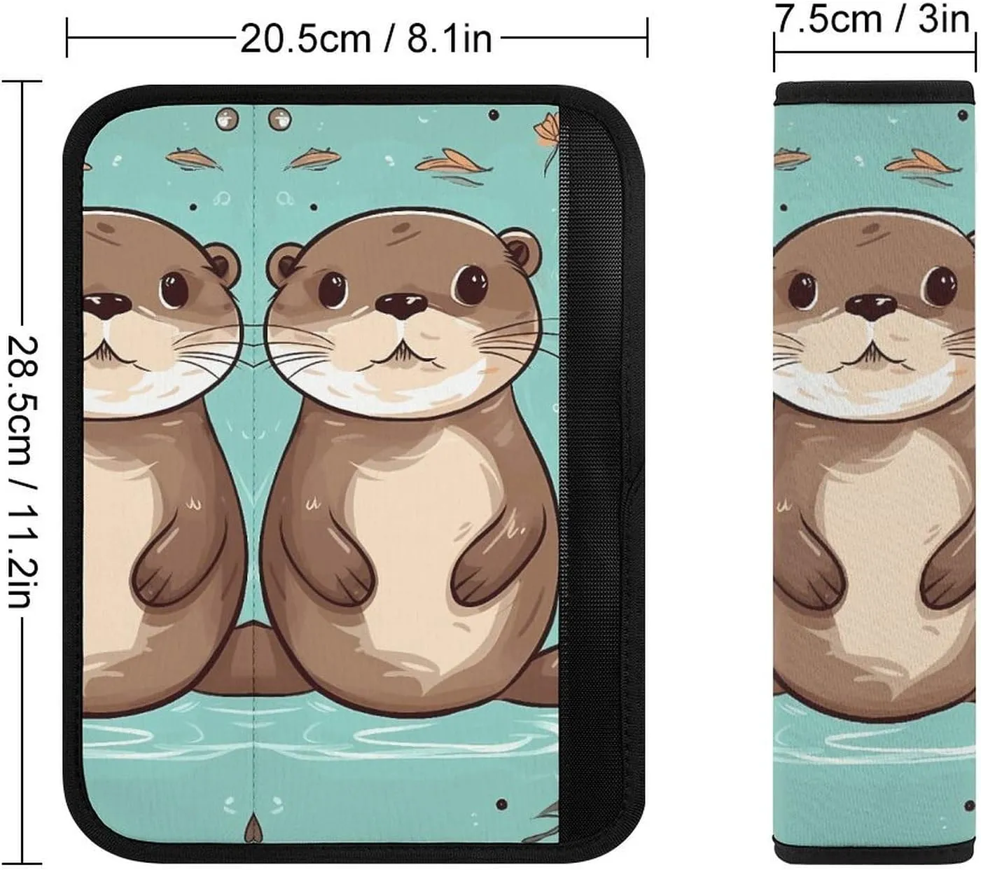 Cartoon Cute Otter Auto Seat Belt Cover 2PCS Universal Car Seat Belt Shoulder Protector Pad, Protect Your Shoulders and Neck for Car Seat Belt, Shoulder Bag, Backpack