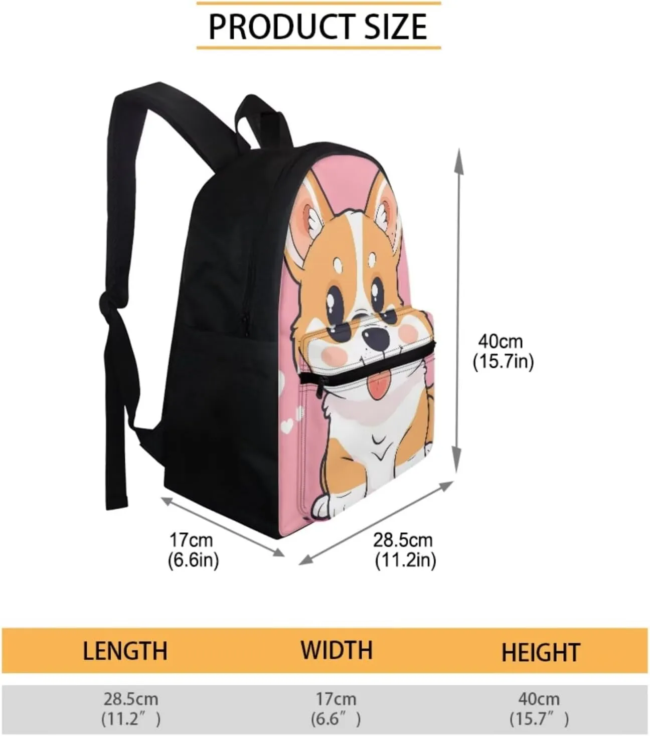Cartoon Dog Backpack for School Girls 3rd Grade/2nd Grade with Lunch Box Corgi Bookbag for Kids 6-8/8-10/8-12 Middle School Bag Lunchbox Pencil Case Book Bag Lunch Bag Schoolbag Set