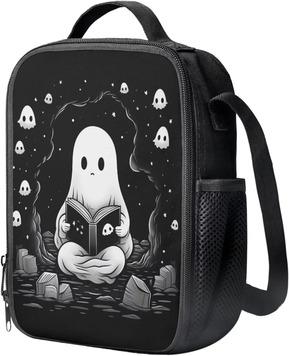 Cartoon Ghost Backpack for Boys Girls Age 8-10 Kids Stylish School Backpack Sets with Lunch Bag and Pencil Case Lightweight Bookpack 3 in 1 Set for HighSchool Students