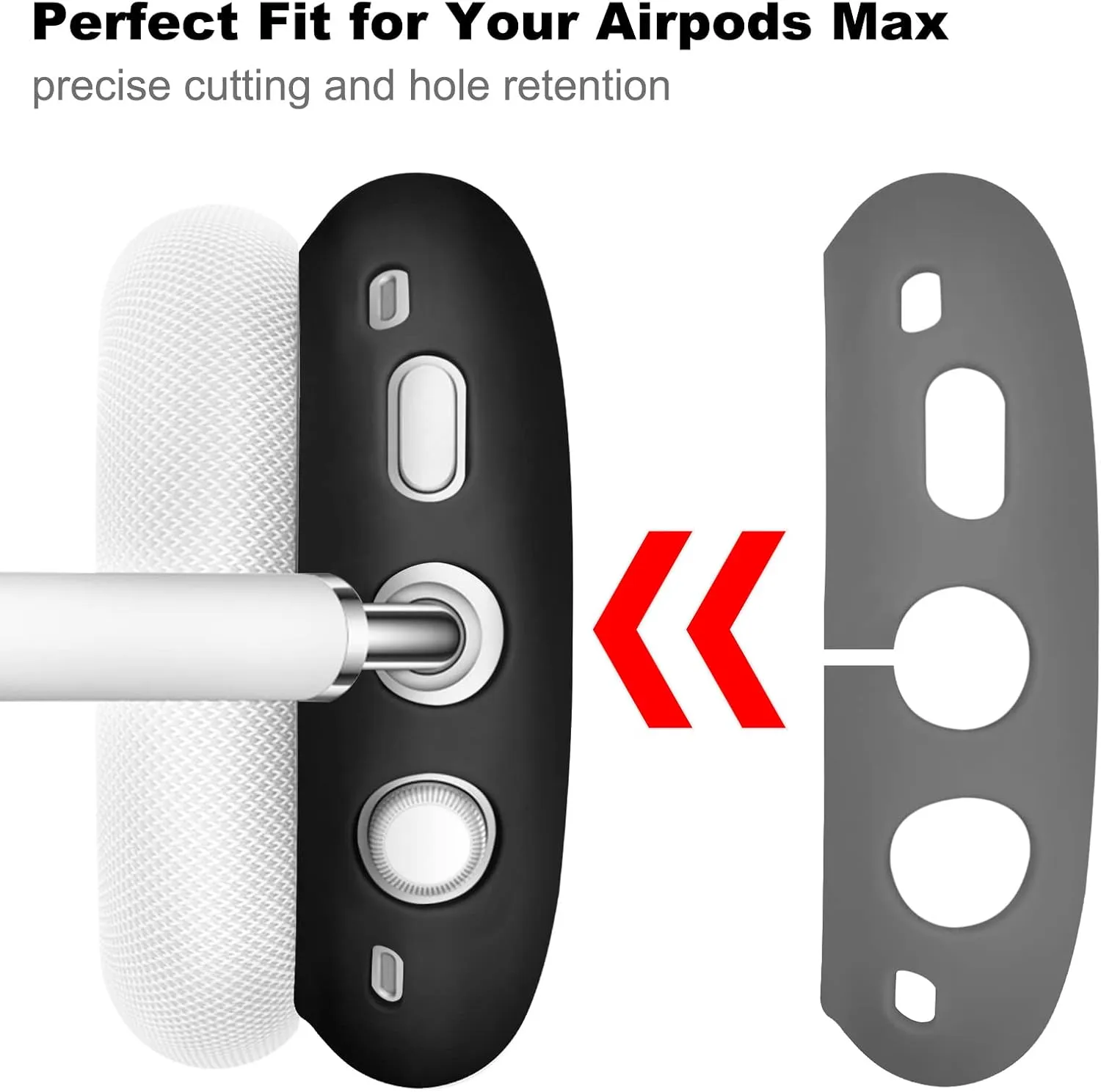 Case for Airpods Max Headphones, Ear Pad Case Cover/Ear Cups Cover/Headband Cover for AirPods Max (USB-C/Lightning)(2024/2020), Silicone Cover for Apple Airpod Max, Accessories Cases (Black)