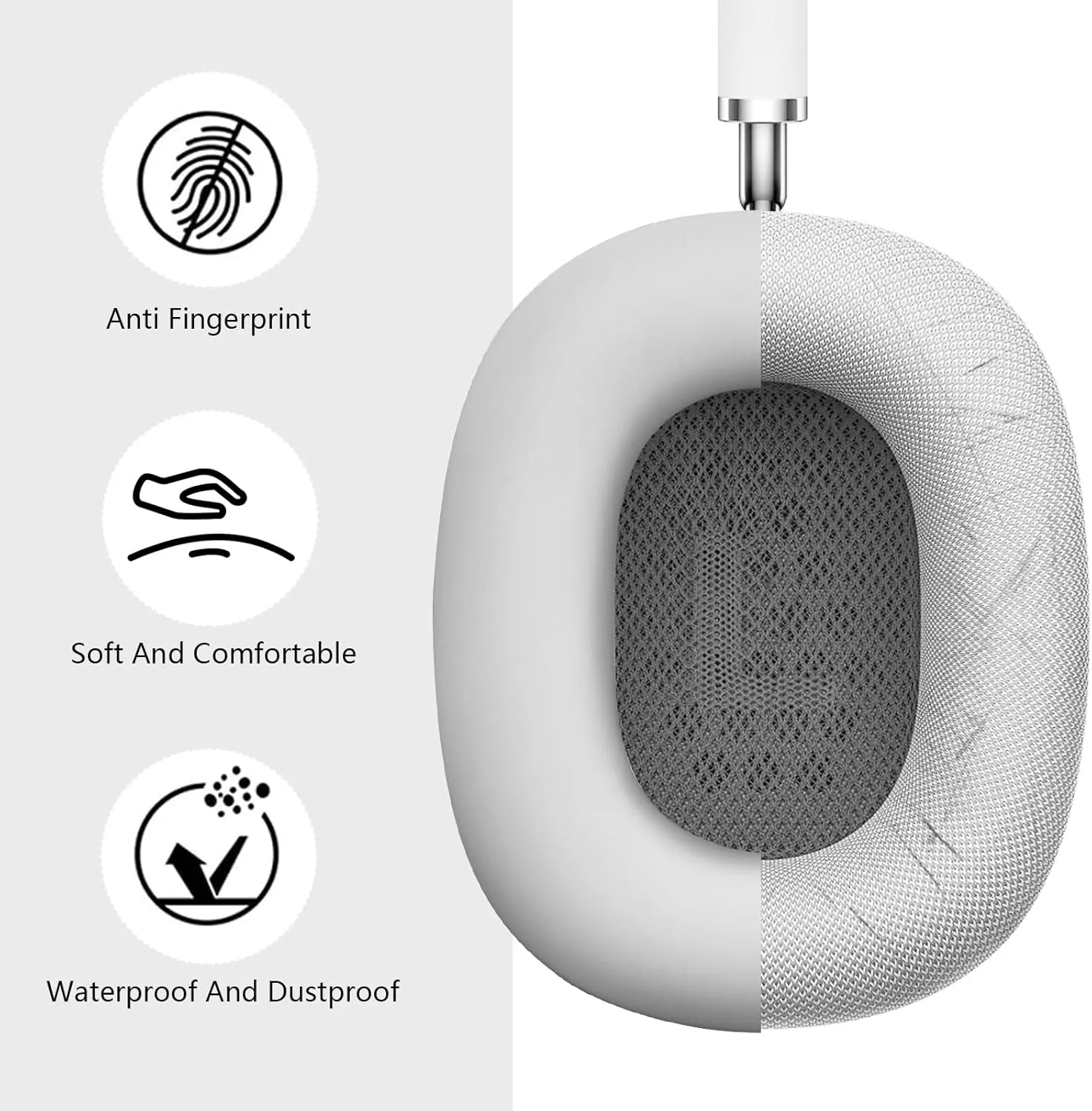 Case for Airpods Max Headphones, Ear Pad Case Cover/Ear Cups Cover/Headband Cover for AirPods Max (USB-C/Lightning)(2024/2020), Silicone Cover for Apple Airpod Max, Accessories Cases(Gary)