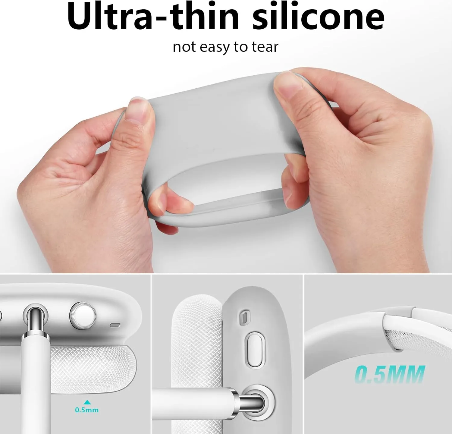 Case for Airpods Max Headphones, Ear Pad Case Cover/Ear Cups Cover/Headband Cover for AirPods Max (USB-C/Lightning)(2024/2020), Silicone Cover for Apple Airpod Max, Accessories Cases(Gary)