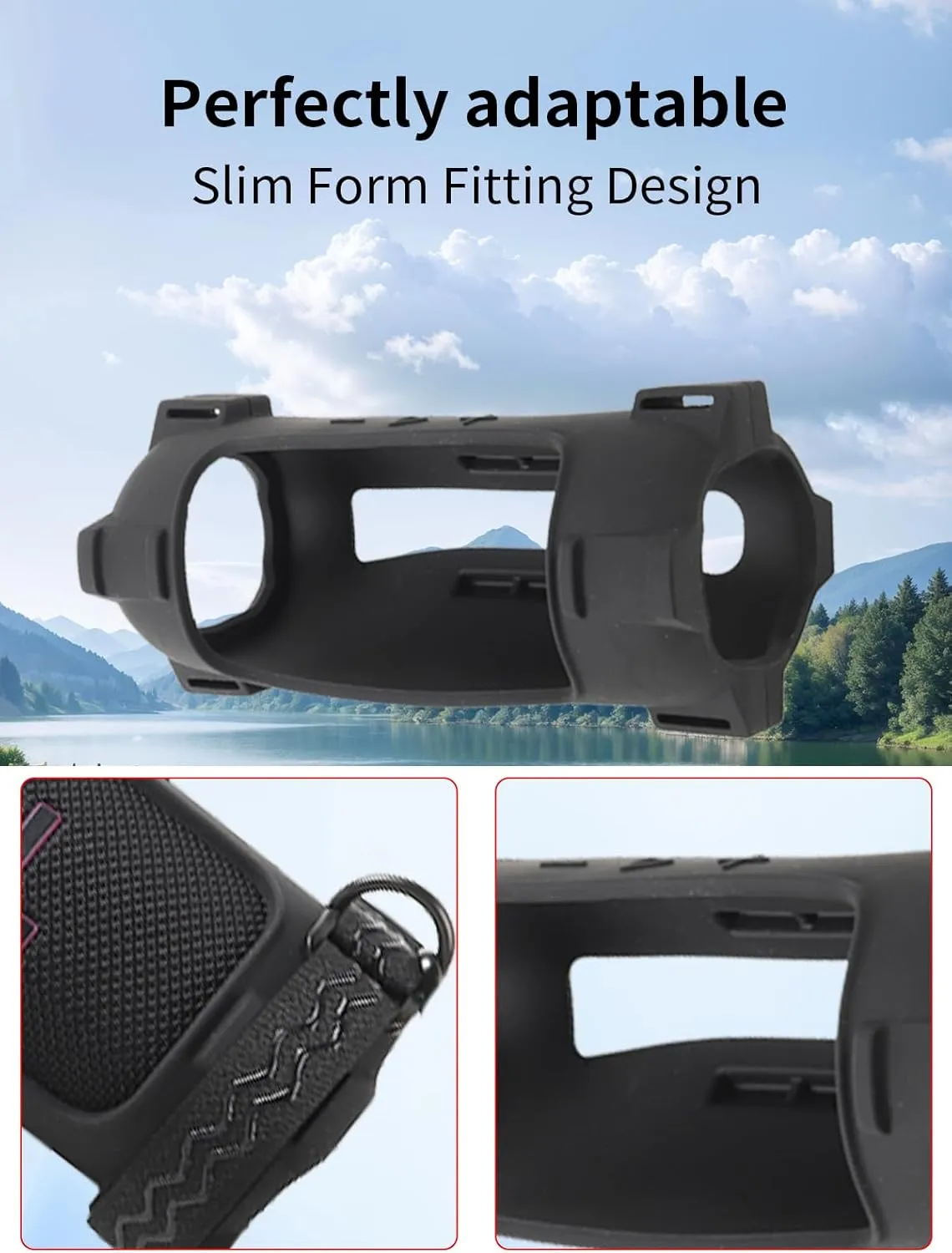 Case for JBL Flip 7 Portable Bluetooth Speaker,Soft Protective,BOVUGAC Silicone Case Cover with Shoulder Strap and Bike Strap for Bike Golf Cart Railing for JBL Flip 7 Speaker Accessories-Black