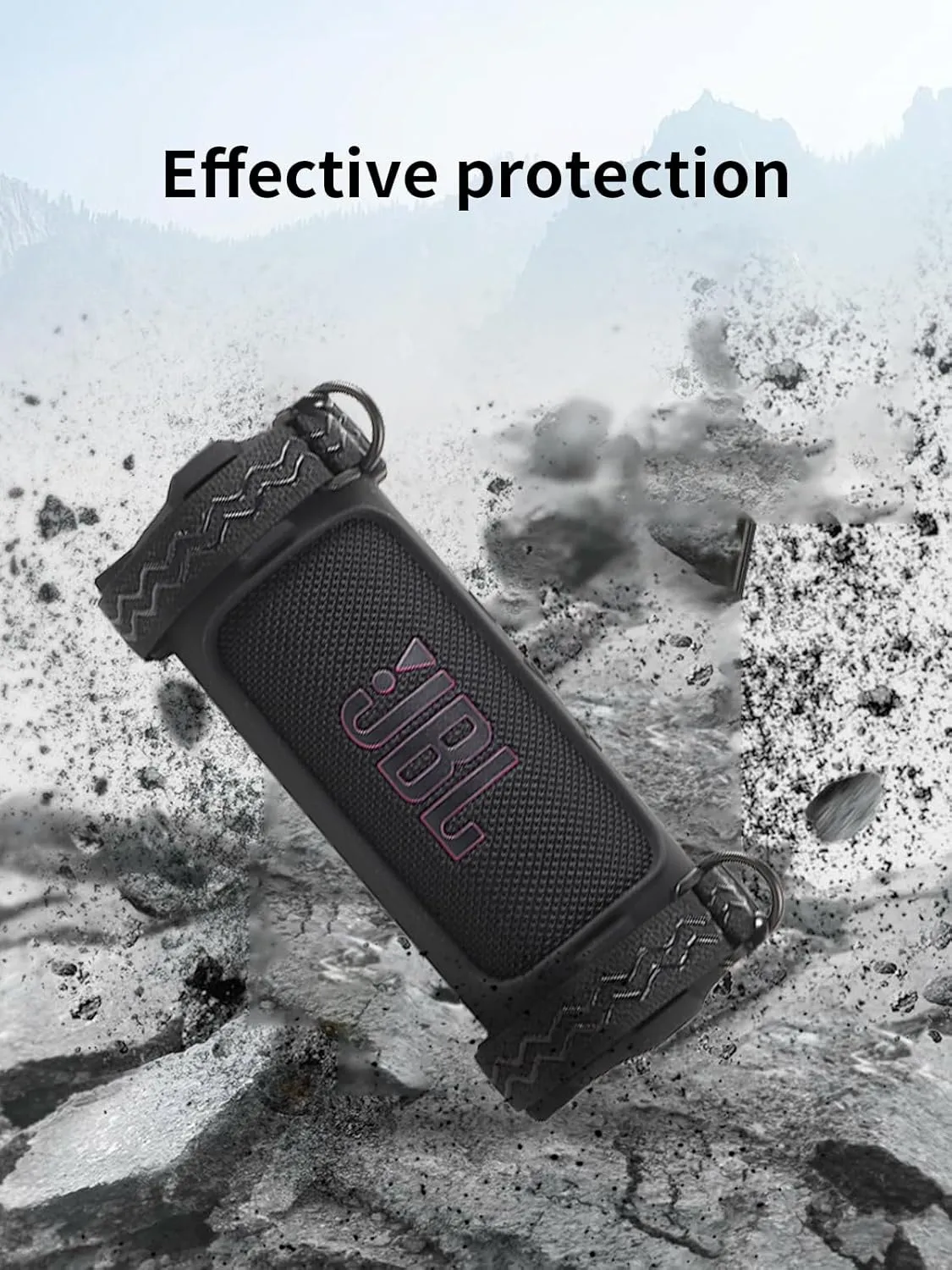 Case for JBL Flip 7 Portable Bluetooth Speaker,Soft Protective,BOVUGAC Silicone Case Cover with Shoulder Strap and Bike Strap for Bike Golf Cart Railing for JBL Flip 7 Speaker Accessories-Black