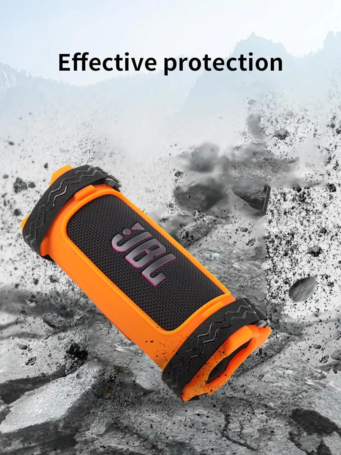 Case for JBL Flip 7 Portable Bluetooth Speaker,Soft Protective,BOVUGAC Silicone Case Cover with Shoulder Strap and Bike Strap for Bike Golf Cart Railing for JBL Flip 7 Speaker Accessories-Orange