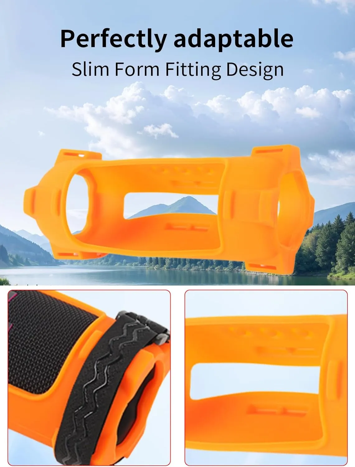 Case for JBL Flip 7 Portable Bluetooth Speaker,Soft Protective,BOVUGAC Silicone Case Cover with Shoulder Strap and Bike Strap for Bike Golf Cart Railing for JBL Flip 7 Speaker Accessories-Orange