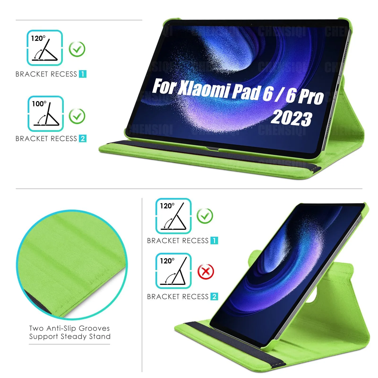 Case for Xiaomi Pad 6/Mi Pad 6 Pro 11" Tablet 2023 Leather Protective Case with Sleep/Wake Function and 360 Rotating Stand Case