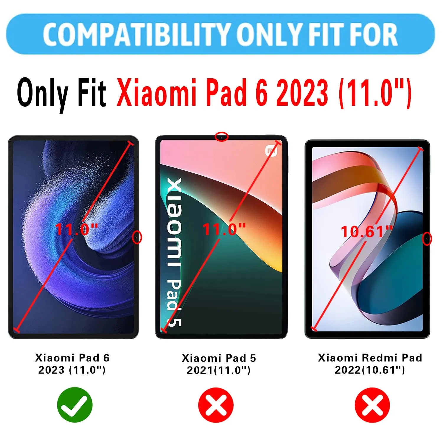 Case for Xiaomi Pad 6/Mi Pad 6 Pro 11" Tablet 2023 Leather Protective Case with Sleep/Wake Function and 360 Rotating Stand Case