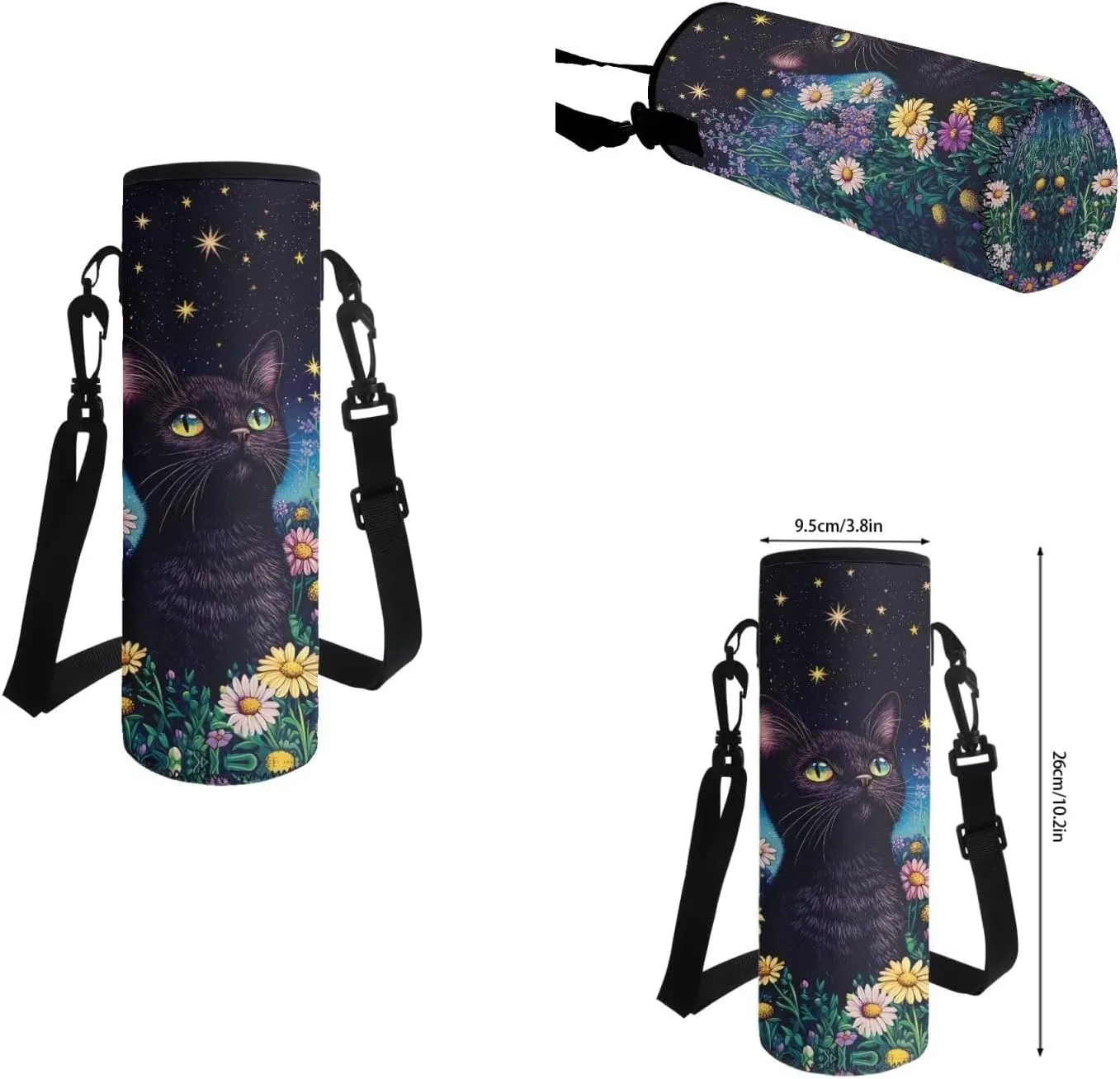 Cat Print Elementary School Backpack for Girls Book Bag Thick Multifunctinal Cup Cover Pencil Case Great for Campus Life Travel and Outdoor Activity Applicable Back Packs