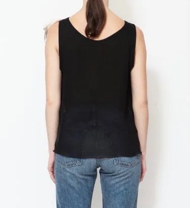 CELINE feather neck black tank top