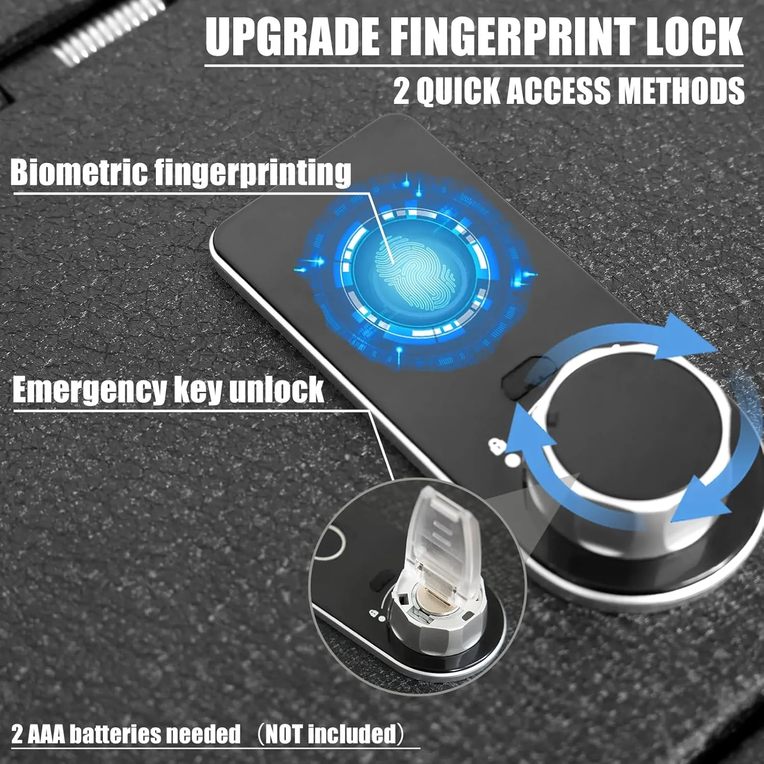 Center Console Safe Gun Safe, WASAI Console Gun Vault Lock box Compatible with RAM 1500/2500/3500 LARAMIE/BIGHORN/POWERWAGON 2019-2025, NOT FIT Cup Holder with Cover, Fingerprint Lock with Backup Key.
