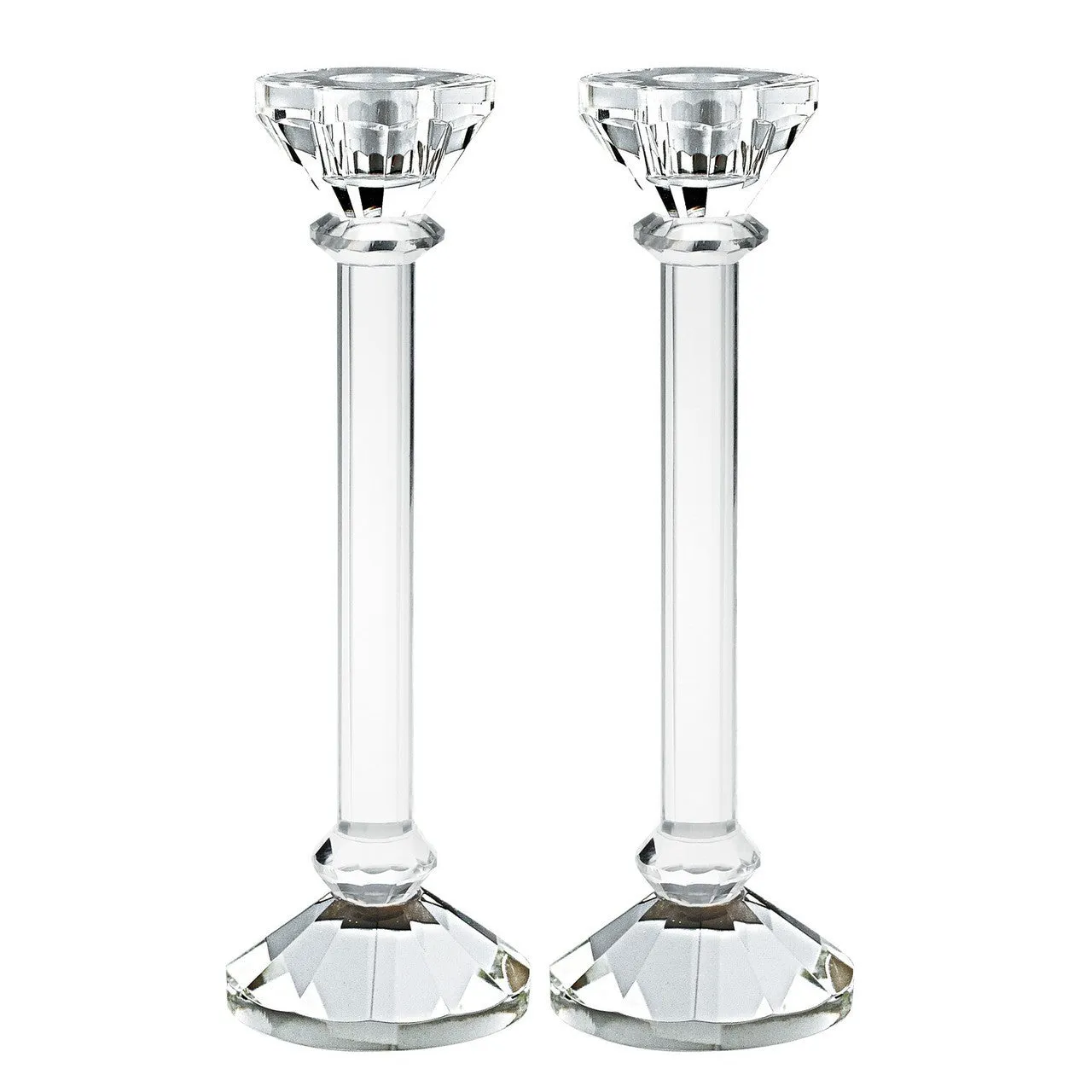 Charleston Round Pair of Glass Candlestick