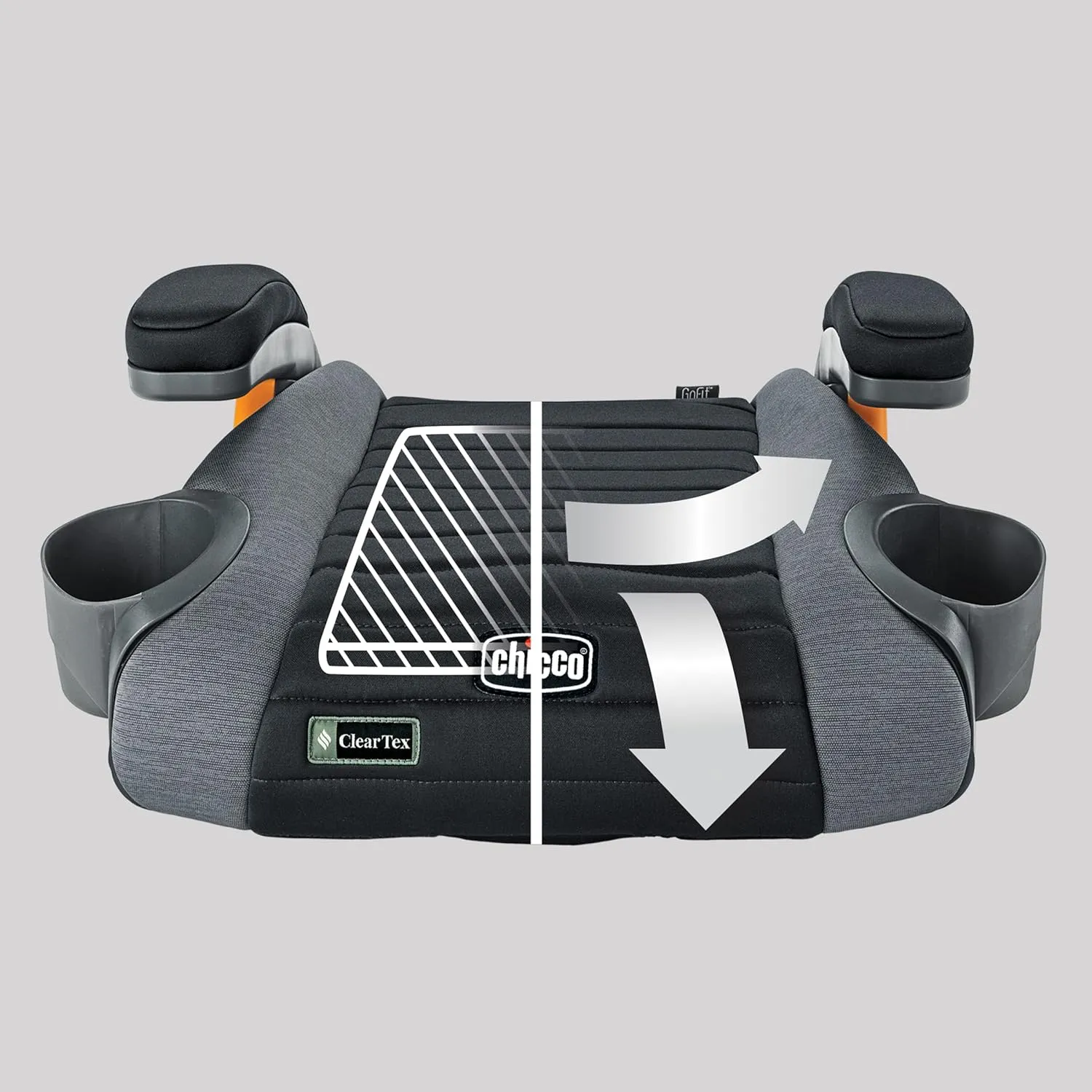 Chicco GoFit® ClearTex® Backless Booster Car Seat, Travel Booster Seat for Car, Portable Car Booster Seat for Children at Least 4 Years Old and 40-110 lbs. | Shadow/Black