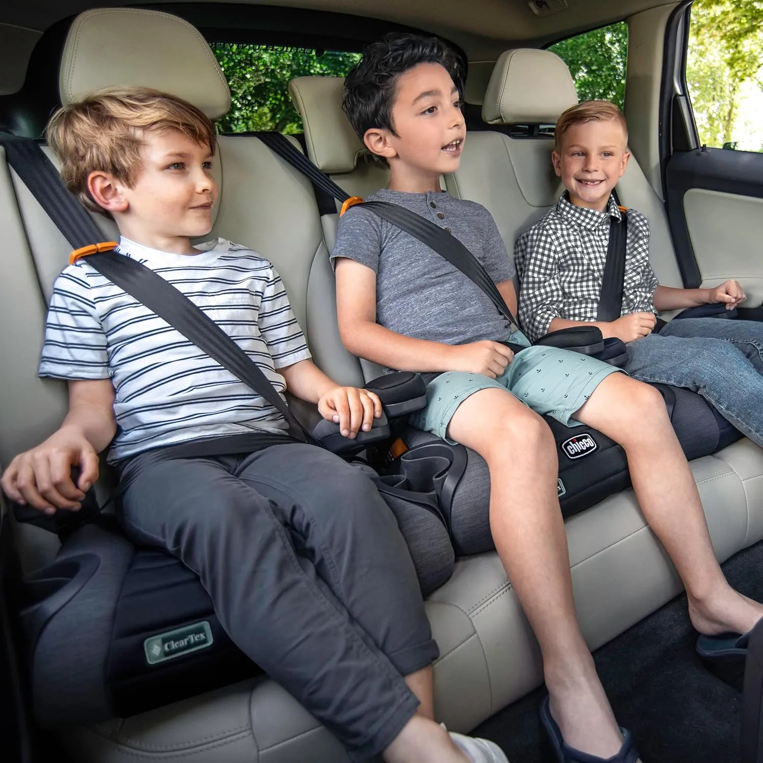 Chicco GoFit® ClearTex® Backless Booster Car Seat, Travel Booster Seat for Car, Portable Car Booster Seat for Children at Least 4 Years Old and 40-110 lbs. | Shadow/Black