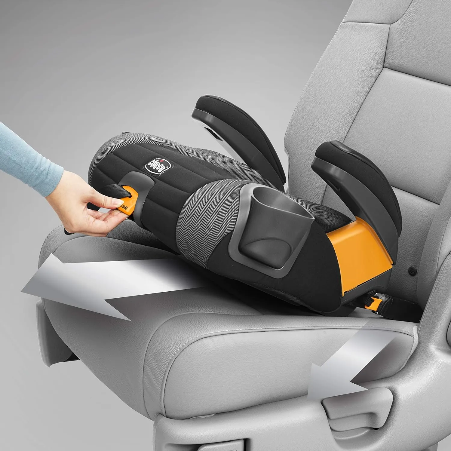 Chicco GoFit® Plus Backless Booster Car Seat with Latch Attachment and Quick-Release Latch Removal, Travel Booster Seat for Car, Portable Car Booster Seat for Children 40-110 lbs. | Iron/Black